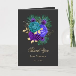 Spanisches Mardi Gras Aquarell Floral Quinceañera Dankeskarte