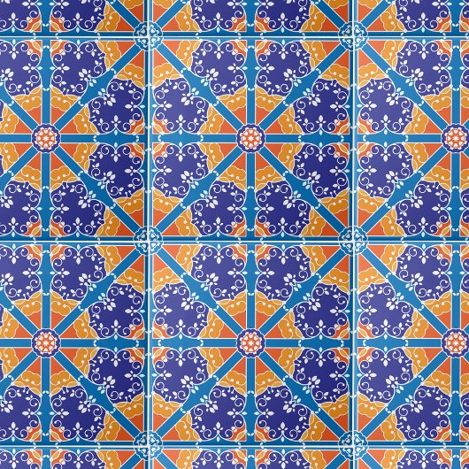 Spanisches Muster in Blau und Orange Fliese