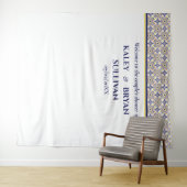 Spanisches Navy Yellow Tile Dusche Foto Background Wandteppich (Beispiel (Horizontal))