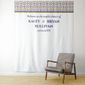 Spanisches Navy Yellow Tile Dusche Foto Background Wandteppich (Beispiel)