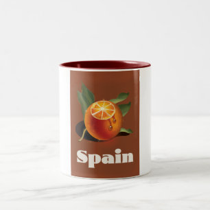 Spanisches Orangenplakat Zweifarbige Tasse