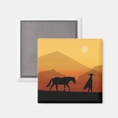 Spanisches Pferd und Man Sunset Magnet (Vorderseite/Rückseite)
