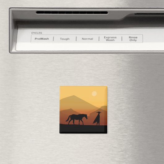 Spanisches Pferd und Man Sunset Magnet (In Situ (Geschirrspüler))