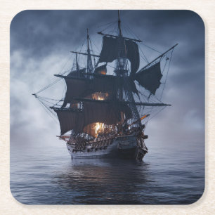 Spanisches Piratengalleon-Schiff  Rechteckiger Pappuntersetzer
