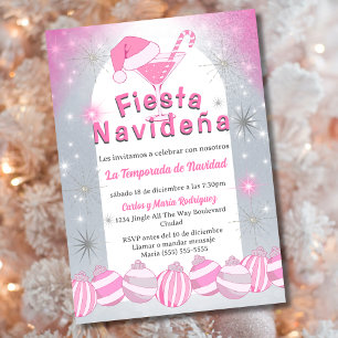 Spanisches Retro-Rosa Weihnachtsfest Navideña Weih Einladung