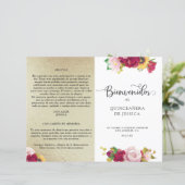 Spanisches Rotes Gold-Gelb-Flora-Quinceanera-Progr (Stehend Vorderseite)