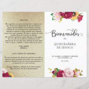 Spanisches Rotes Gold-Gelb-Flora-Quinceanera-Progr