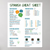 Spanisches Sprachcheat Sheet für Anfänger Poster (Vorne)