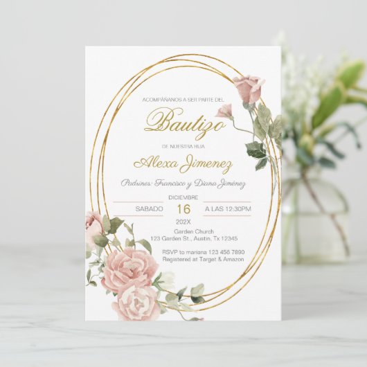 Spanisches Taufmädchen Einladung (Stehend Vorderseite)