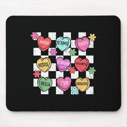 Spanisches Valentinsgespräch Herz Feliz San Val Mousepad (Vorne)