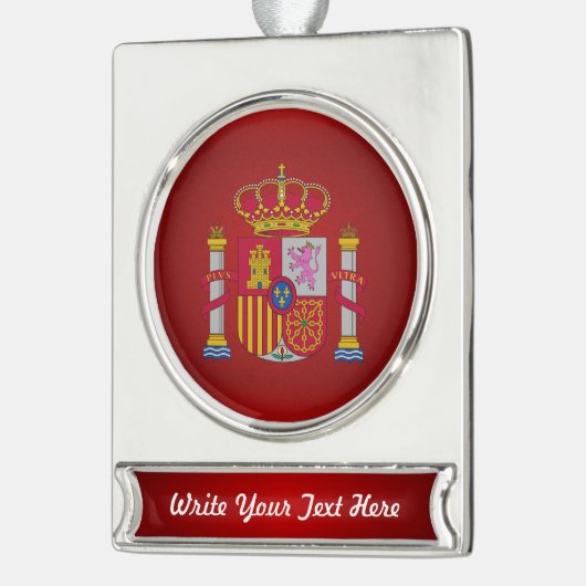 Spanisches Wappen Banner-Ornament Silber (Links)