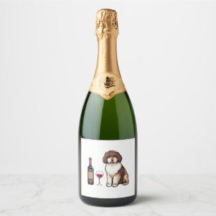Spanisches Wasser und Wein Lustiger Hund 1 Schaumweinetikett