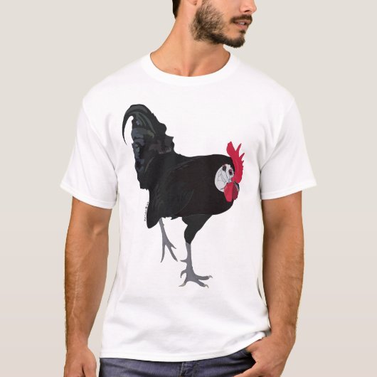 Spanisches Weißes Gesichtsschwarzes Rooster T-Shirt (Vorderseite)
