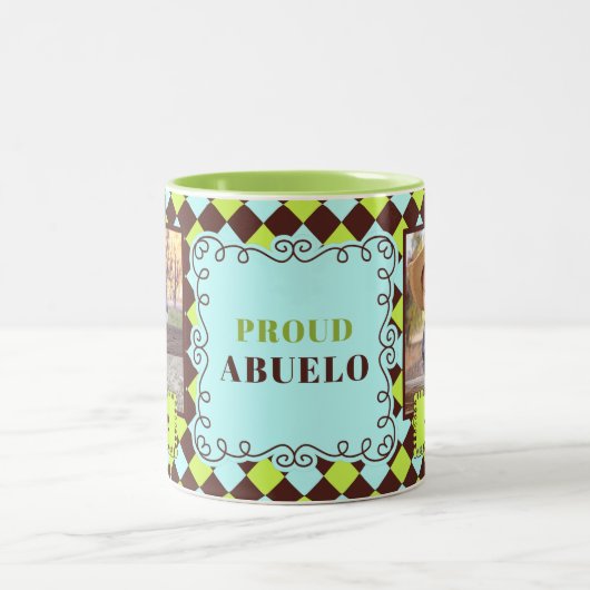 SPANISH Abuelo Proud Großvater Green 2 Foto Zweifarbige Tasse (Mittel)