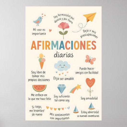 Spanish Affirmations , Therapy Office Decor.School Poster (Vorne)
