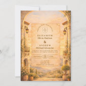 Spanish Archway Romance Wedding Einladung (Vorderseite)