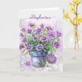 Spanish Birthday Feliz Cumpleanos Purple Asters Karte (Gelbe Blume)