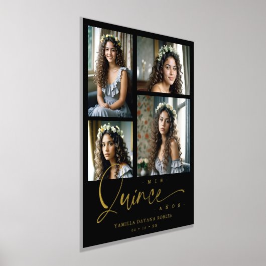 Spanish Black Trendy Quinceañera Collage 4 Photos Foliendrucke (Ablage )
