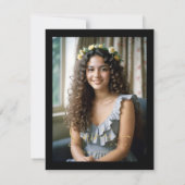 Spanish Black Trendy Quinceañera Collage 4 Photos RSVP Karte (Rückseite)