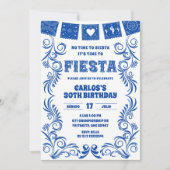 Spanish Blue Talavera Birthday Fiesta Einladung (Vorderseite)