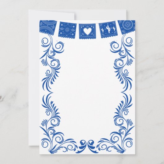  Spanish Blue Talavera Frame Nuestra Boda Einladung (Rückseite)