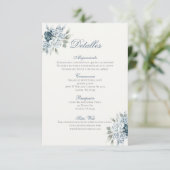 Spanish Blue Wedding Detalles de la Boda Begleitkarte (Stehend Vorderseite)