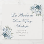 Spanish Blue Wedding Schaumweinetikett (Einzelnes Label)