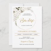 Spanish Boho Baptism Floral invitation Einladung (Vorderseite)