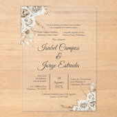 Spanish Boho Floral Wedding Acryleinladungen (Vorderseite)