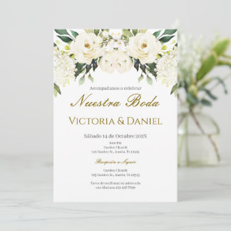 Spanish Boho Floral Wedding Einladung