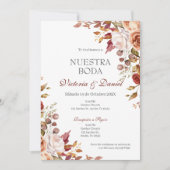 Spanish Boho Floral Wedding Einladung (Vorderseite)