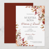Spanish Boho Floral Wedding Einladung (Vorne/Hinten)