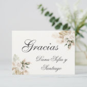 Spanish Boho Wedding Danke RSVP Karte (Stehend Vorderseite)