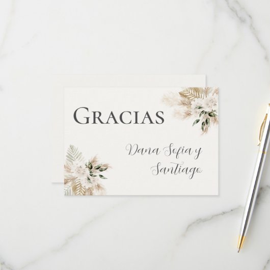 Spanish Boho Wedding Danke RSVP Karte (Vorderseite/Rückseite Beispiel)