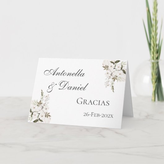 Spanish Boho Wedding Dankeschön Karte (Vorderseite)