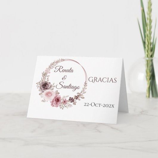 Spanish Boho Wedding Dankeschön Karte (Vorderseite)