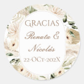 Spanish Boho Wedding round sticker  (Vorderseite)