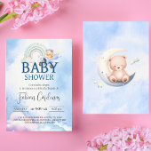 Spanish Boy Baby Shower Teddy Bear Airplane Blue Einladung