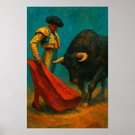 Spanish Bullfighting Art Print – Matador and Bull Poster