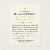 Spanish Catholic Guadalupe Wedding Holy Card (Rückseite)