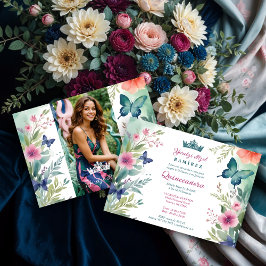 Spanish Charming Sweet Floral Garland Butterflies Einladung