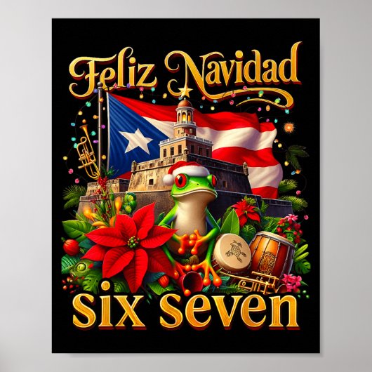 Spanish Christmas Funny Puerto Rico Boricua Coqui  Poster (Vorne)