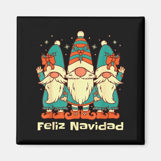 Spanish Christmas Gnomes Feliz Navidad  Magnet (Vorne)