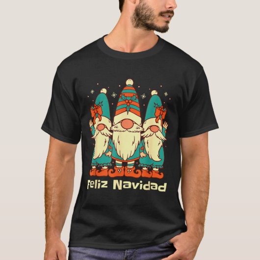 Spanish Christmas Gnomes Feliz Navidad T-Shirt (Vorderseite)