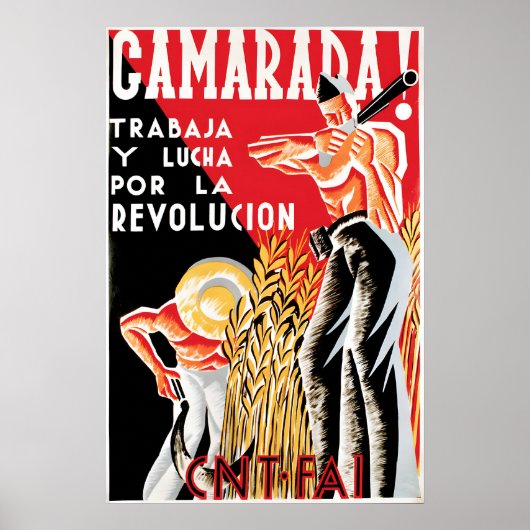 Spanish Civil War Poster Comrade! Work and fight (Vorne)