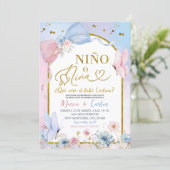Spanish Coquette Blush Nino o Nina Gender Reveal Einladung (Stehend Vorderseite)