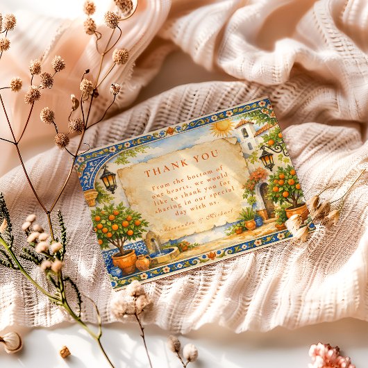 Spanish Courtyard Romance Wedding Dankeskarte