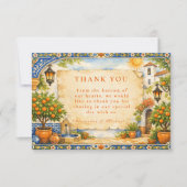 Spanish Courtyard Romance Wedding Dankeskarte (Vorderseite)