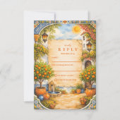 Spanish Courtyard Romance Wedding RSVP Karte (Vorderseite)