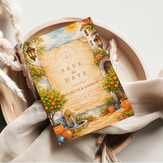 Spanish Courtyard Romance Wedding Save The Date